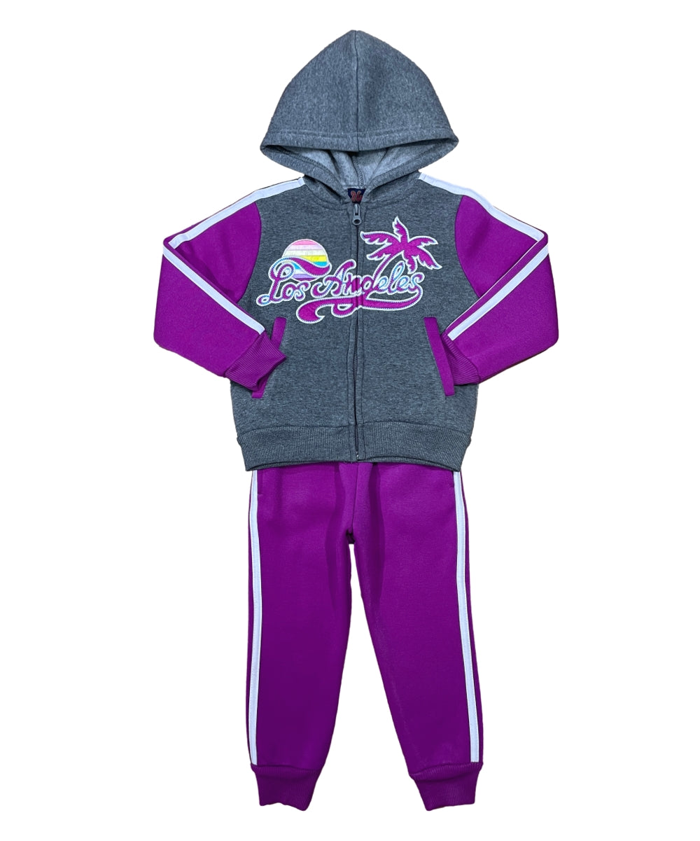 Girls Los Angeles Embroidered Tracksuit 12m-24m ($10) 2-4 ($11) 5-8 ($12) 10-14 ($13) Per GW2572