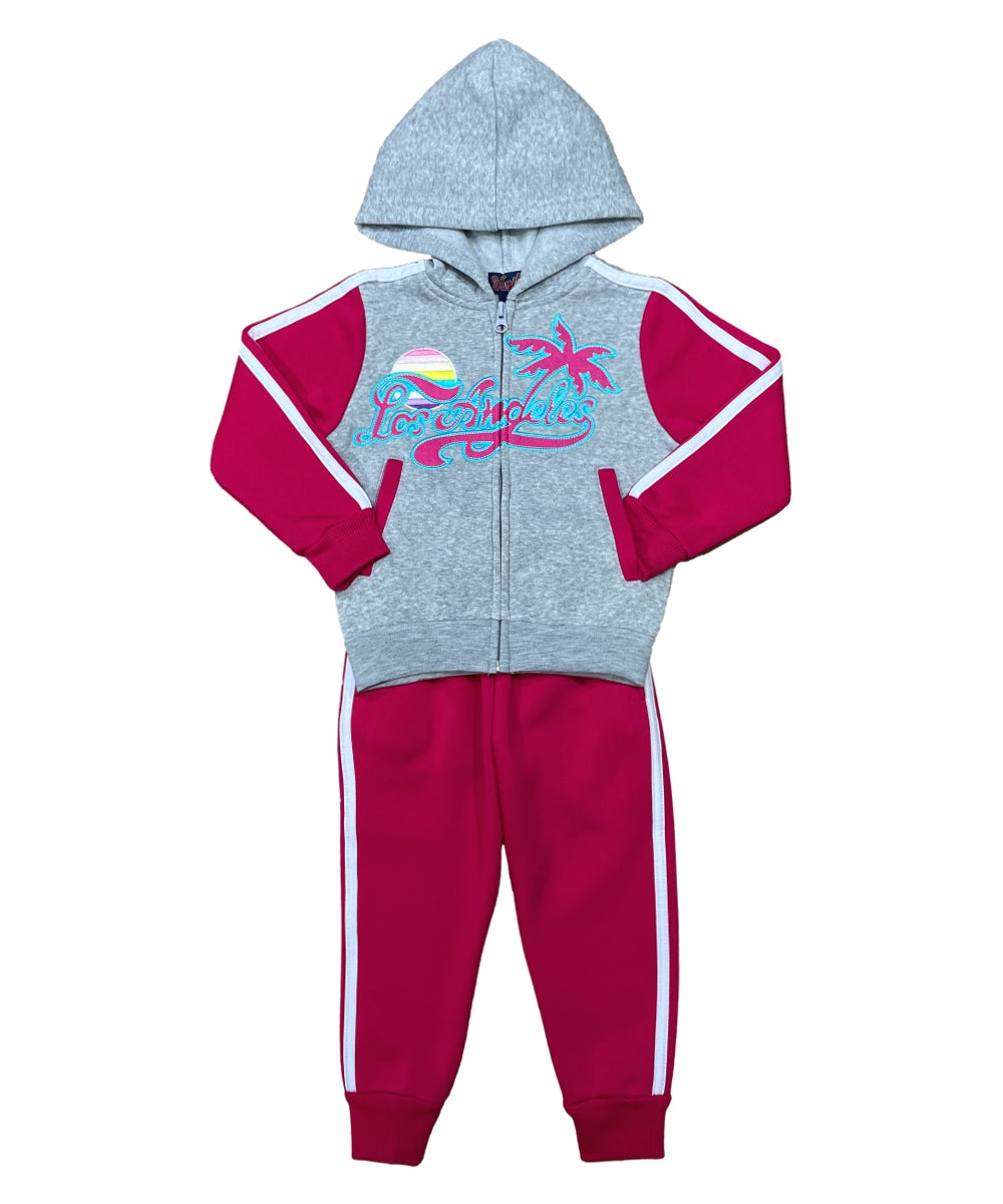 Girls Los Angeles Embroidered Tracksuit 12m-24m ($10) 2-4 ($11) 5-8 ($12) 10-14 ($13) Per GW2572