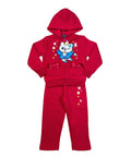 Girl Twinkle Cat Fleece Tracksuit - Red  (12m-24m)$11.00 (2-4)$12.00 (5-8)$13.00  Per Set. GW2640