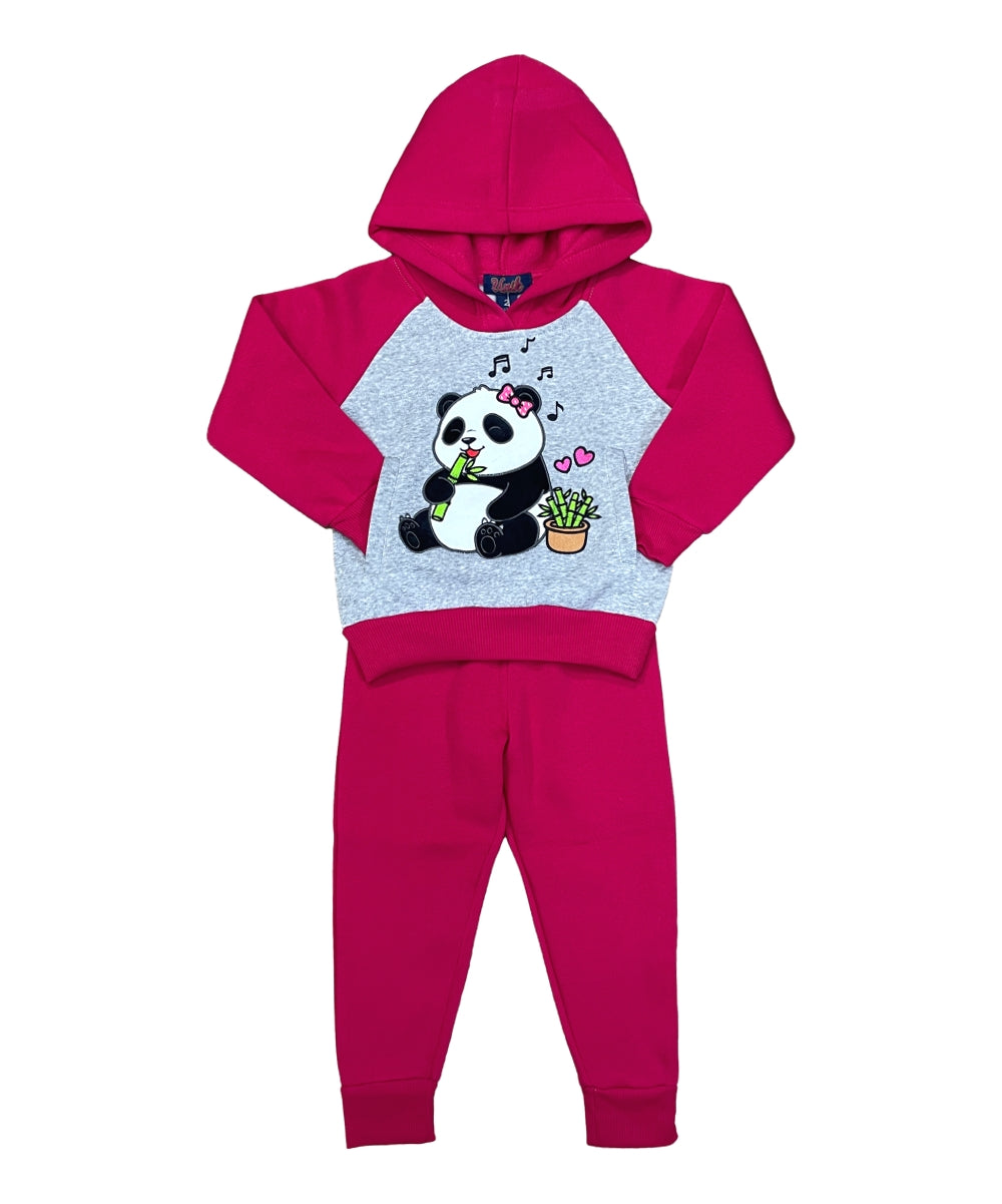 Girl Panda Fleece Tracksuit - Fuchsia  (12m-24m)$10.00 (2-4)$11.00 (5-8)$12.00  Per Set. GW2641