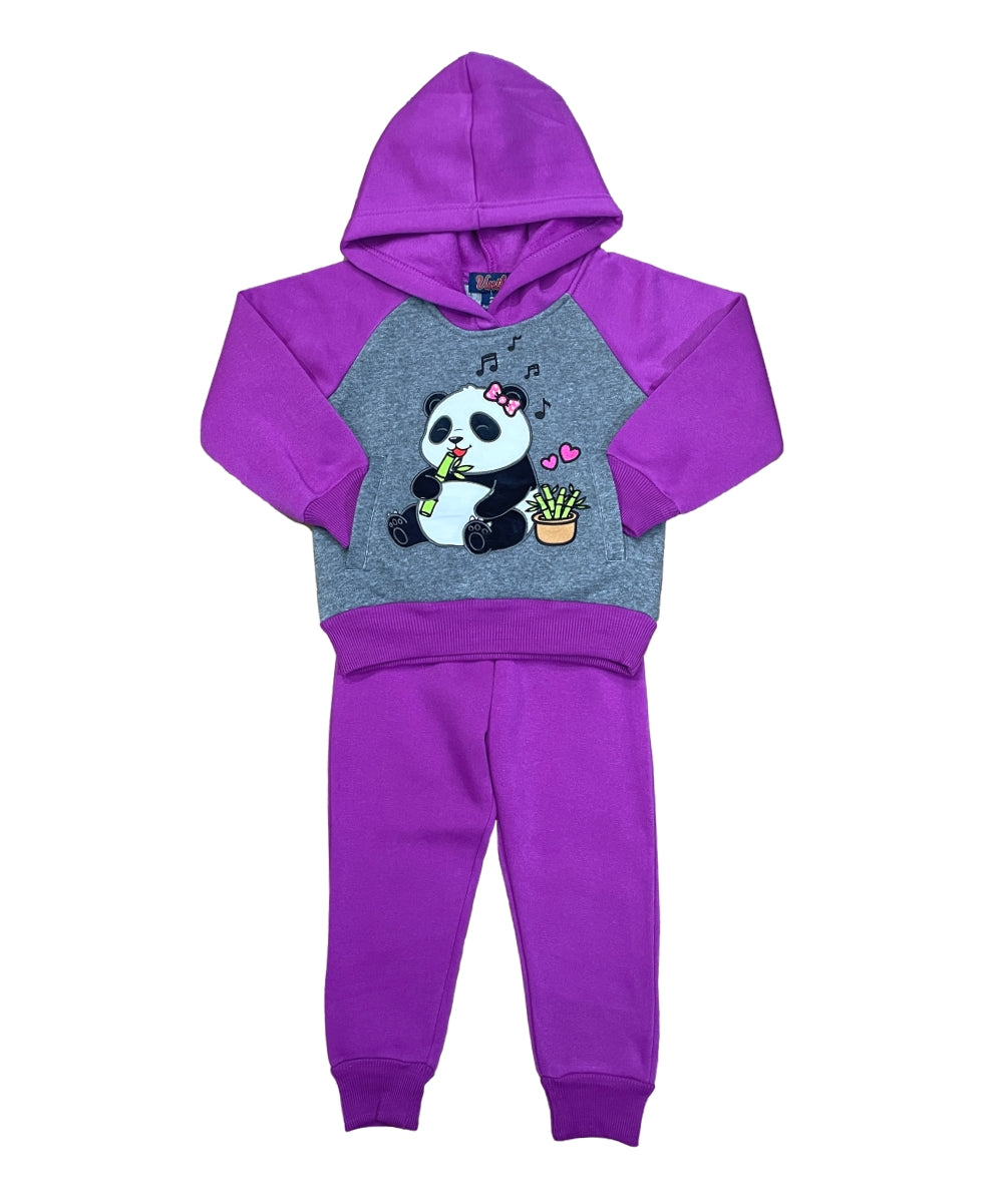Girl Panda Fleece Tracksuit - Violet  (12m-24m)$10.00 (2-4)$11.00 (5-8)$12.00  Per Set. GW2641