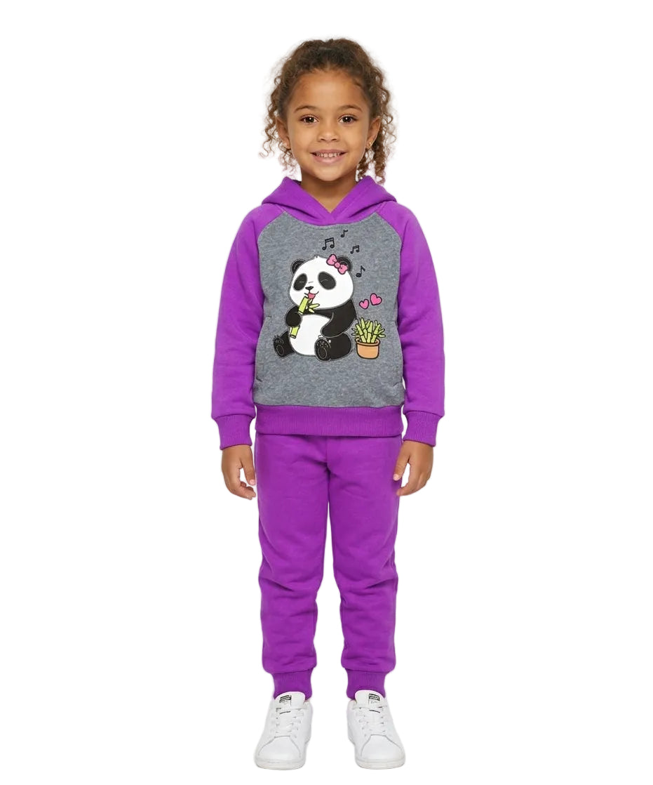 Girl Panda Fleece Tracksuit - Violet  (12m-24m)$10.00 (2-4)$11.00 (5-8)$12.00  Per Set. GW2641