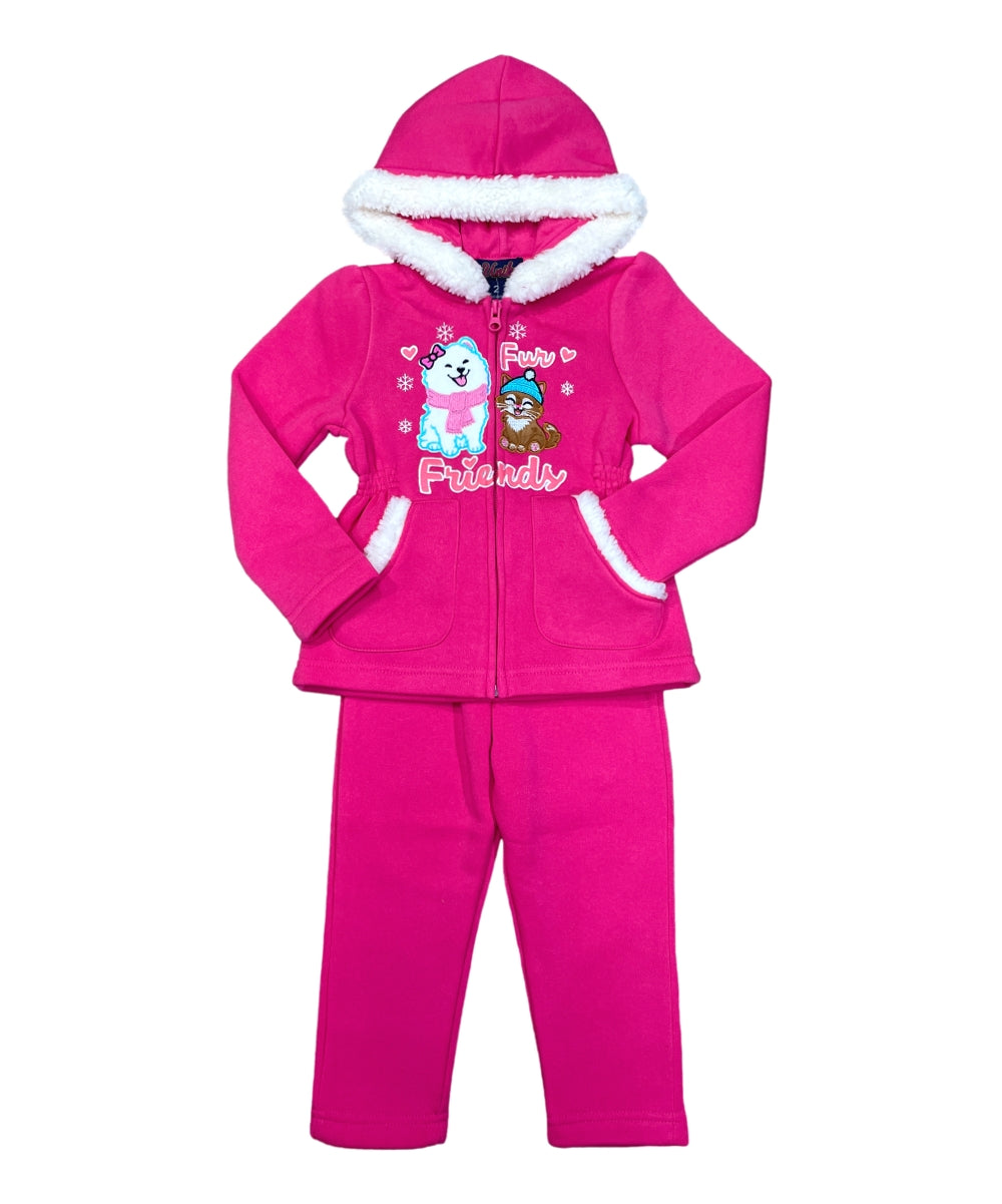 Girl Fur Friends Fleece Tracksuit - Hot  Pink  (12m-24m)$11.00 (2-4)$12.00 (5-8)$13.00  Per Set. GW2644