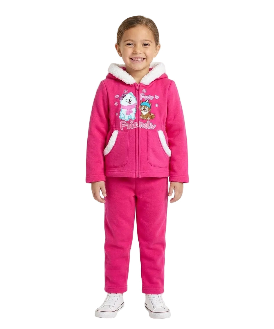 Girl Fur Friends Fleece Tracksuit - Hot  Pink  (12m-24m)$11.00 (2-4)$12.00 (5-8)$13.00  Per Set. GW2644