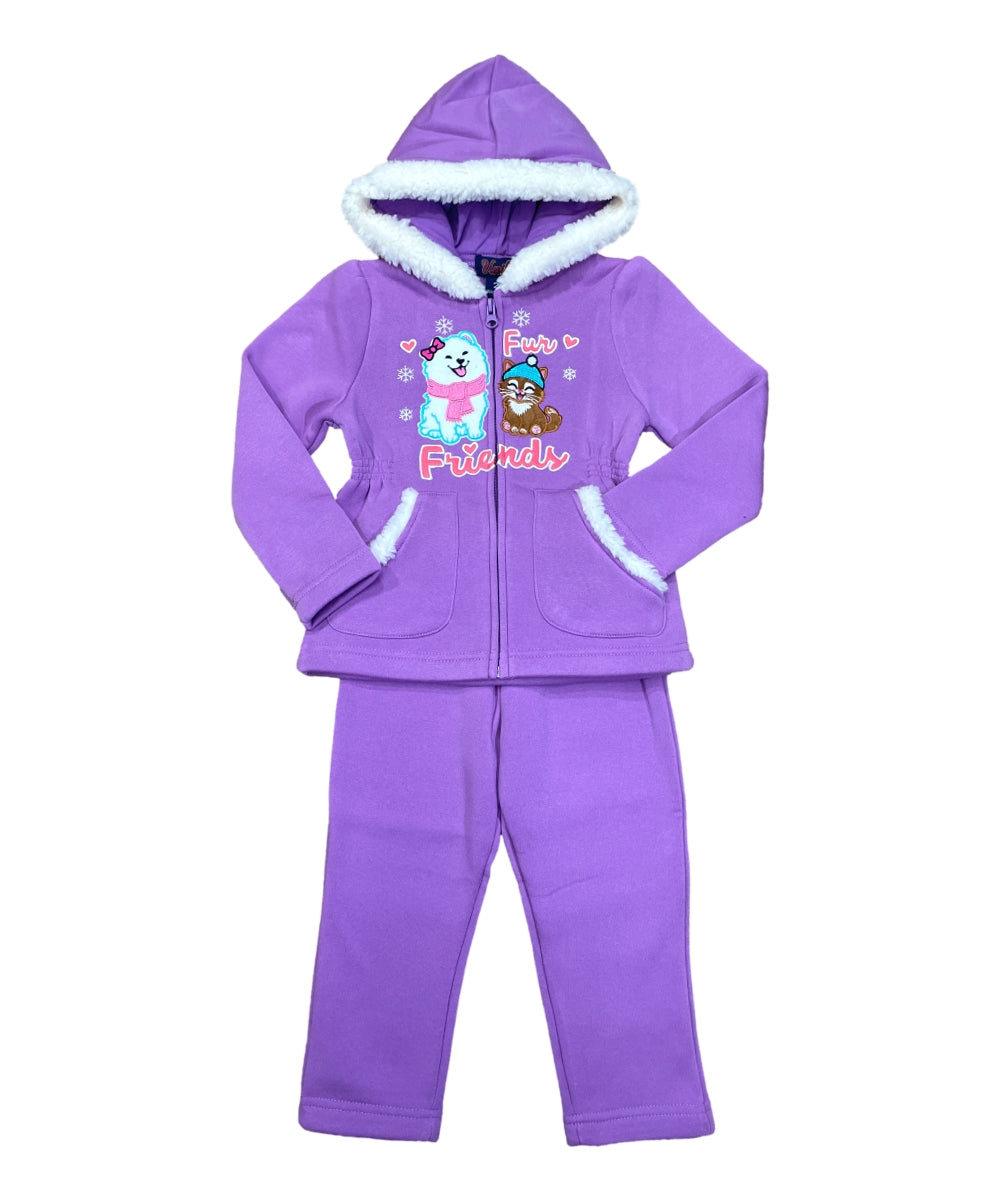 Girl Fur Friends Fleece Tracksuit - Lilac  (12m-24m)$11.00 (2-4)$12.00 (5-8)$13.00  Per Set. GW2644