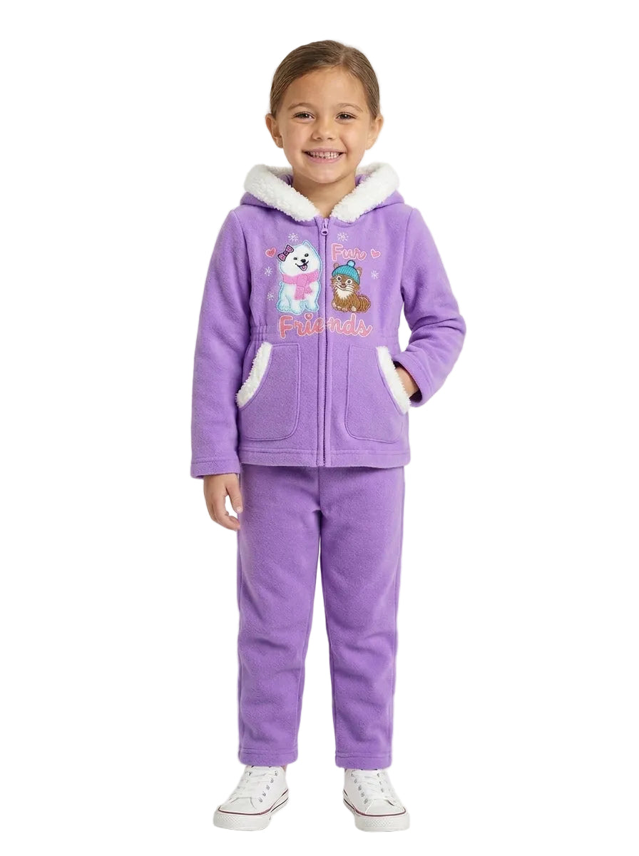 Girl Fur Friends Fleece Tracksuit - Lilac  (12m-24m)$11.00 (2-4)$12.00 (5-8)$13.00  Per Set. GW2644