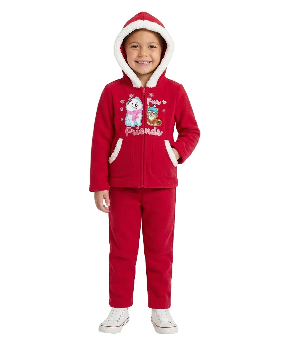 Girl Fur Friends Fleece Tracksuit - Red  (12m-24m)$11.00 (2-4)$12.00 (5-8)$13.00  Per Set. GW2644