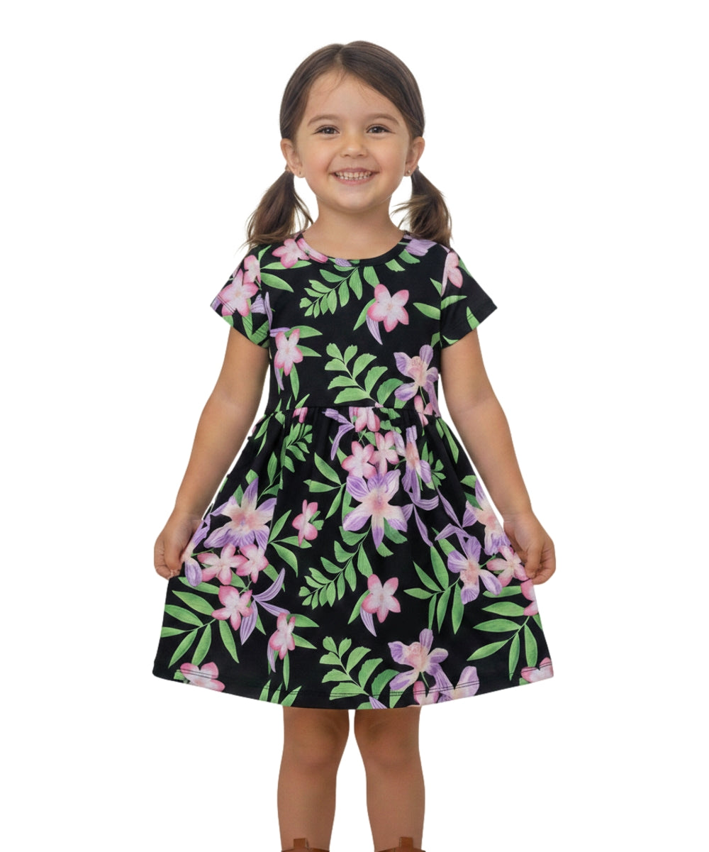 Tropical Fun Floral Cotton Dress (2-4),  (5-8) $6.00 Per Piece. DR2237