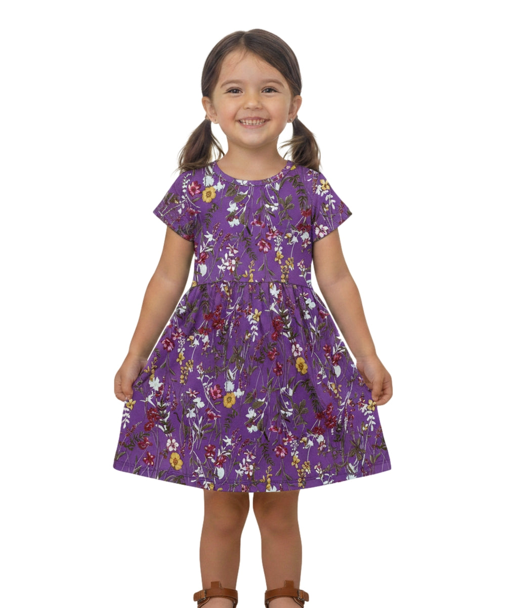 Tropical Fun Floral Cotton Dress (2-4),  (5-8) $6.00 Per Piece. DR2237