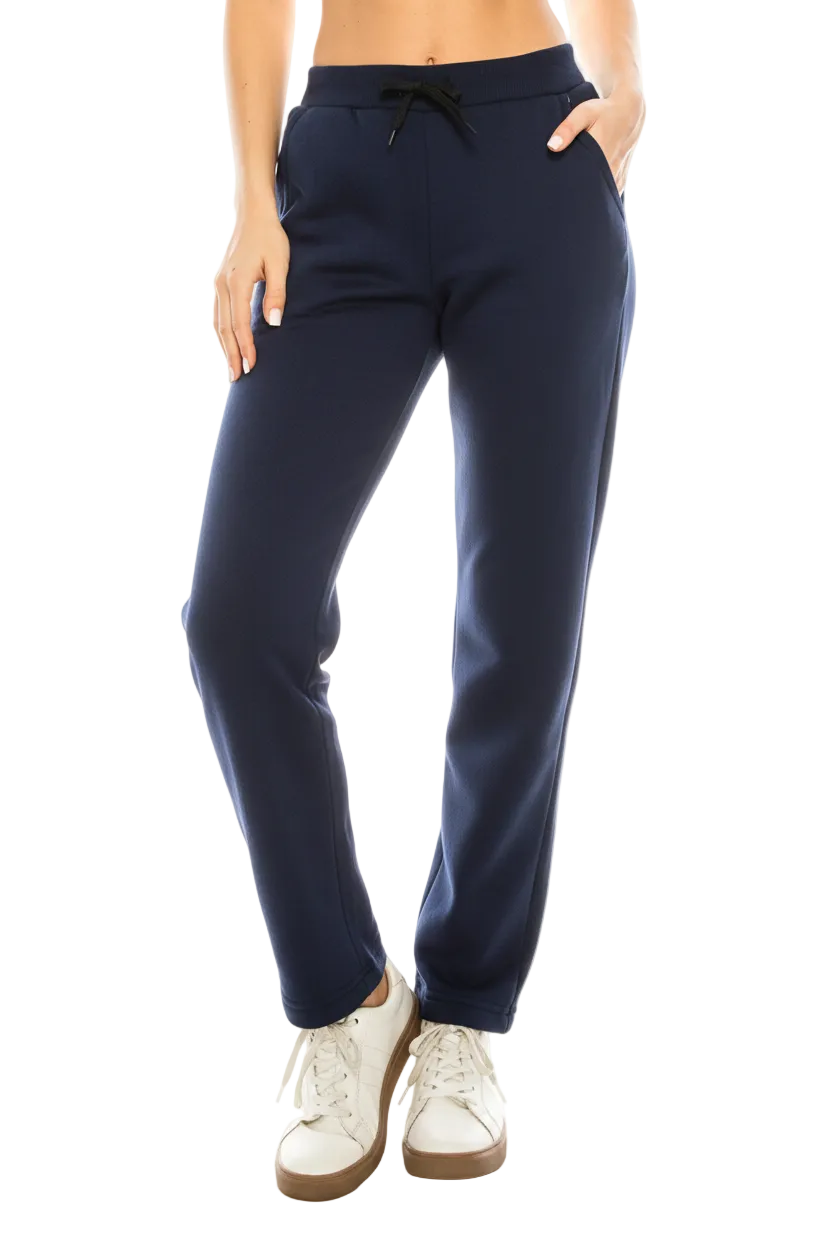 Women Active Fleece Sweat Pants With Drawstring Waist - Navy (S-M-L-XL) $7.25 Per Piece WP30