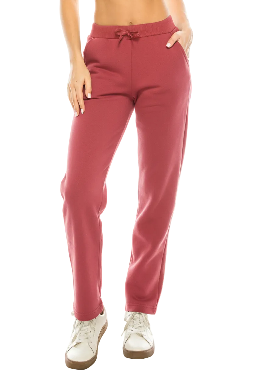 Women Active Fleece Sweat Pants With Drawstring Waist - Plum (S-M-L-XL) $7.25 Per Piece WP30