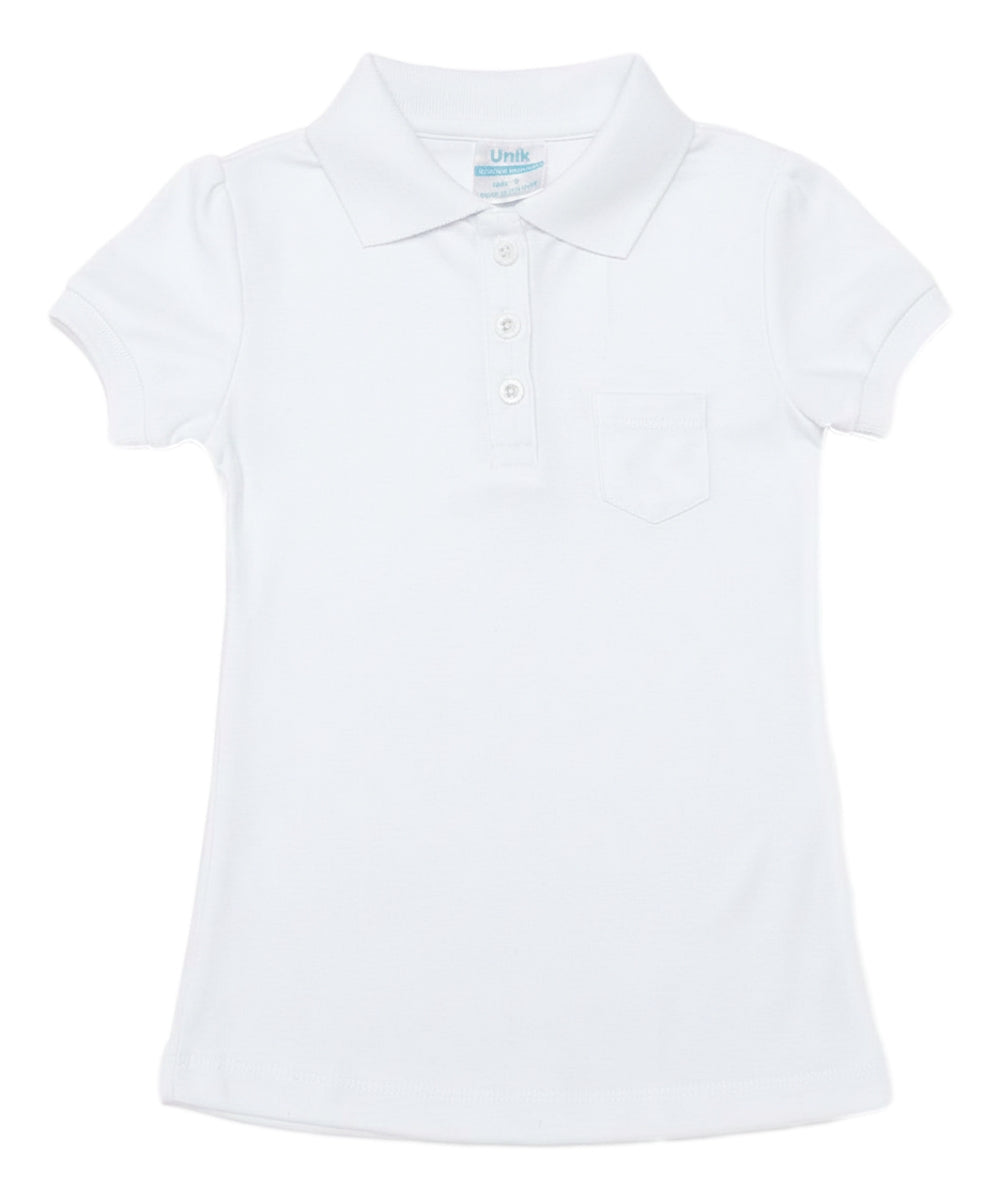 Girl's White Polo with Pocket Uniform Shirt $4.75-$5.00 Per Piece. GSU05