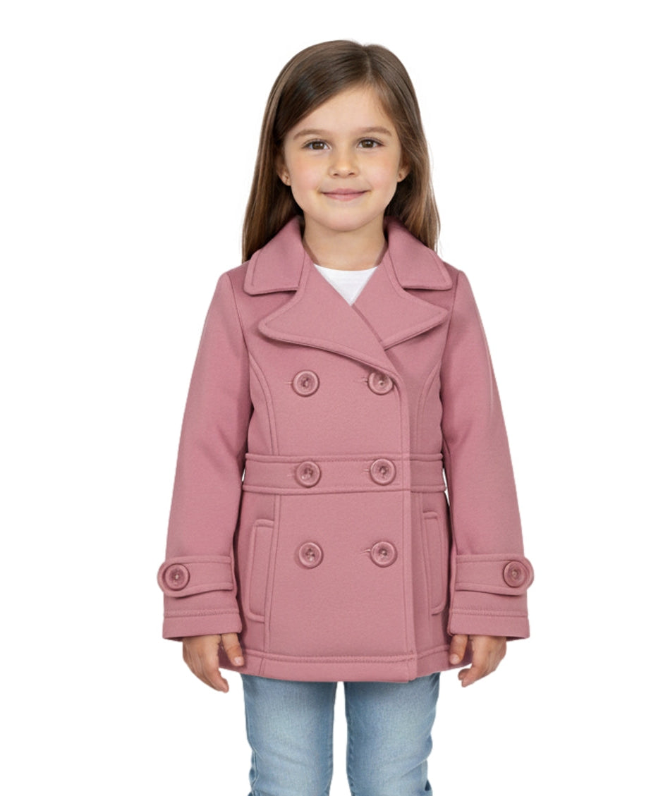 Girl Fleece Pea Coat With Buttons - Rose  (2-4) $9.50 and (S-XL) $10.50 Per Piece. GJ16107