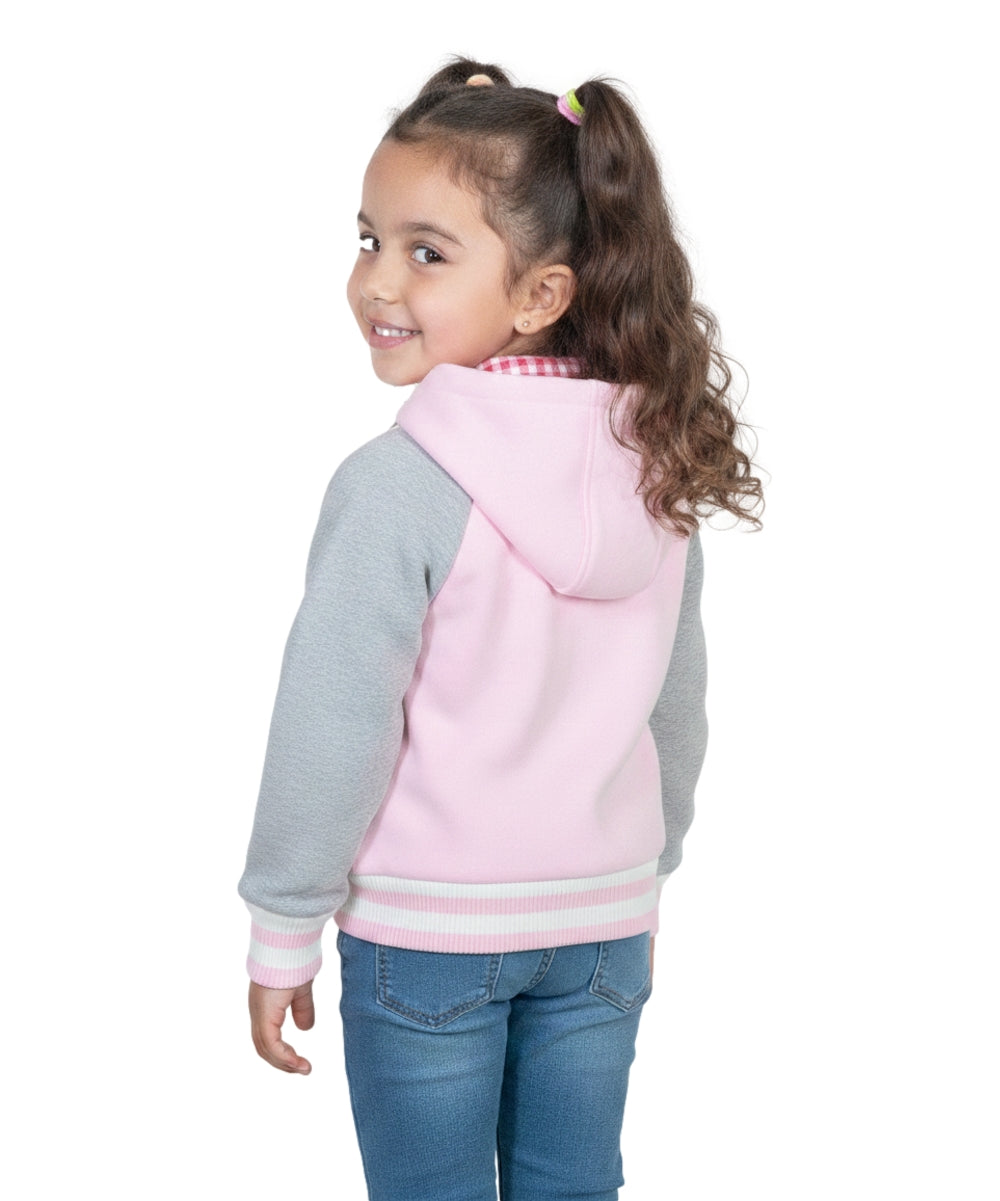 Girls Barbie Inspired Embroidered Varsity Jacket - Powder Pink  (2-4) $10.00 and (S-XL) $11.00 Per Piece. GJ24118