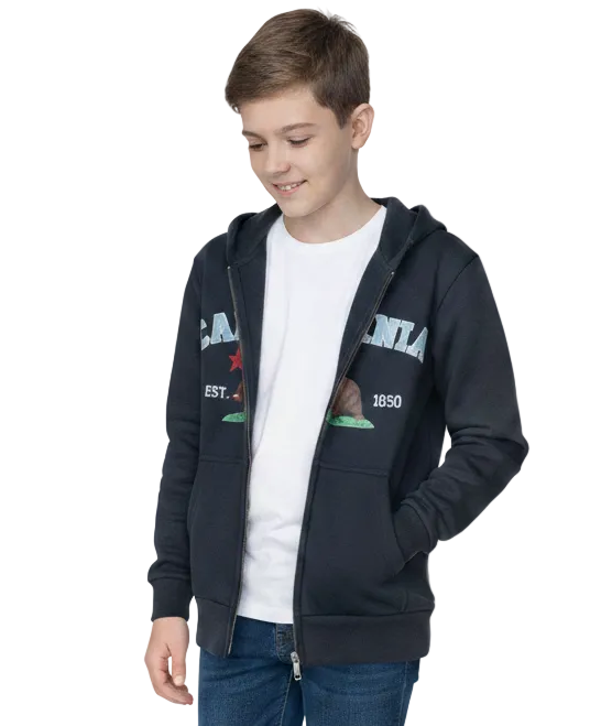 Kids California Zip Up Hoodie - Black 4 Pack (S-XL) $9.00 Per Piece. KBT65