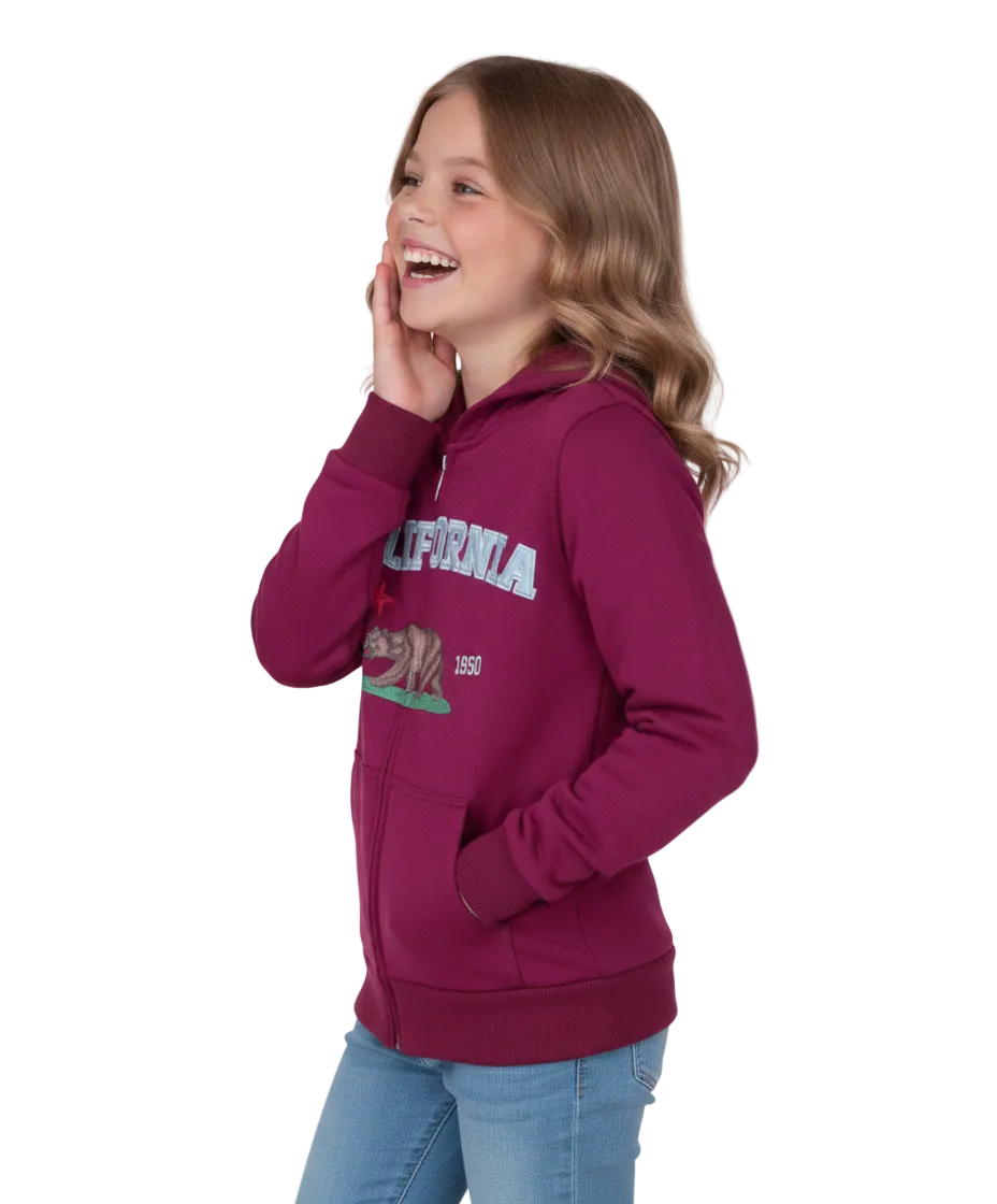 Kids California Zip Up Hoodie - Burgundy 4 Pack (S-XL) $9.00 Per Piece. KBT65
