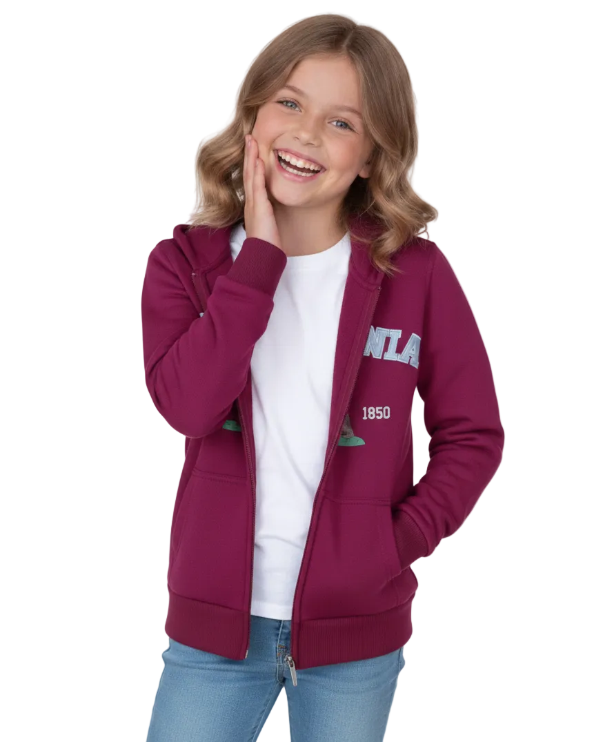 Kids California Zip Up Hoodie - Burgundy 4 Pack (S-XL) $9.00 Per Piece. KBT65