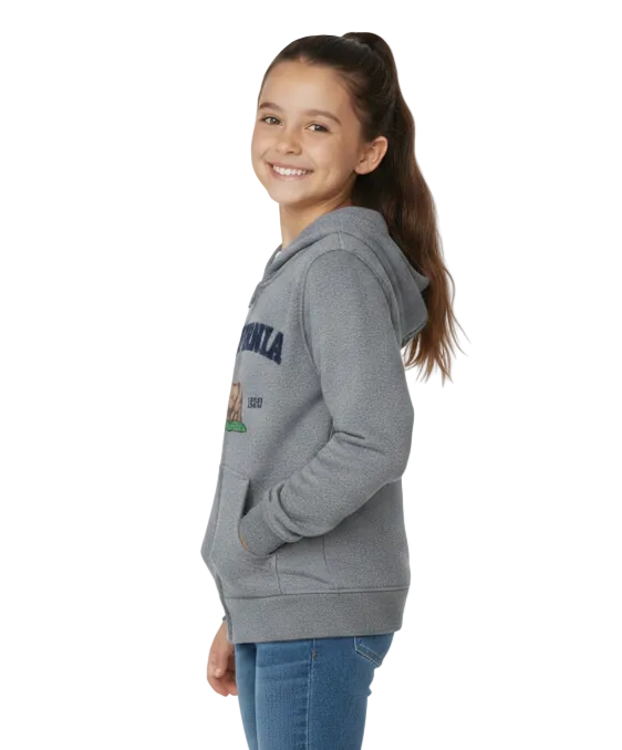 Kids California Zip Up Hoodie - D. Grey 4 Pack (S-XL) $9.00 Per Piece. KBT65