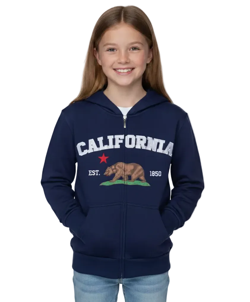 Kids California Zip Up Hoodie - Navy 4 Pack (S-XL) $9.00 Per Piece. KBT65