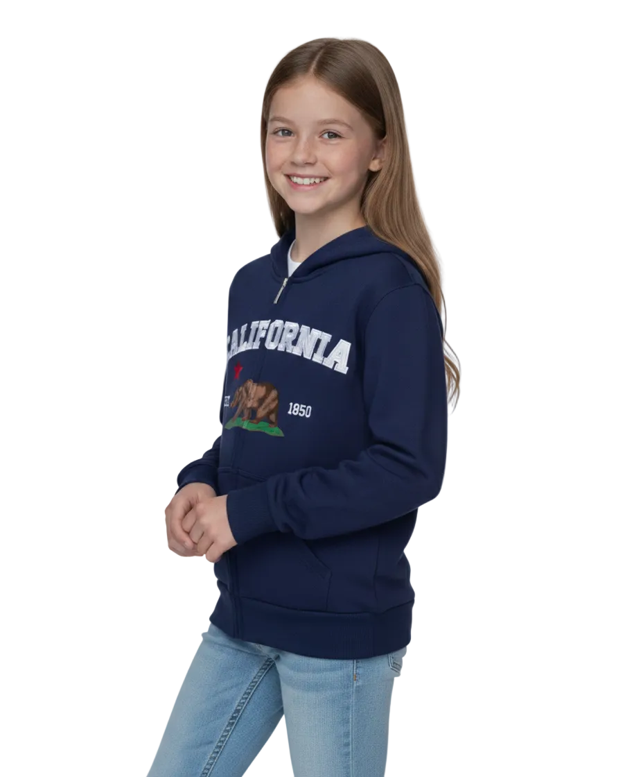 Kids California Zip Up Hoodie - Navy 4 Pack (S-XL) $9.00 Per Piece. KBT65