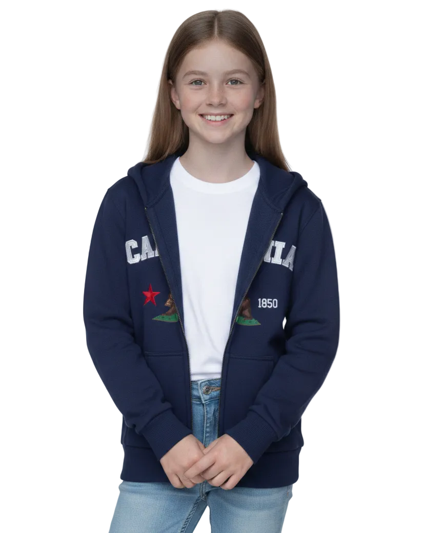 Kids California Zip Up Hoodie - Navy 4 Pack (S-XL) $9.00 Per Piece. KBT65