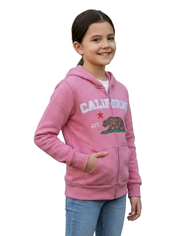 Kids California Zip Up Hoodie - Rose 4 Pack (S-XL) $9.00 Per Piece. KBT65