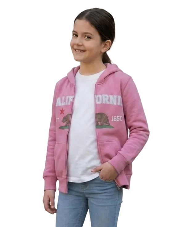 Kids California Zip Up Hoodie - Rose 4 Pack (S-XL) $9.00 Per Piece. KBT65