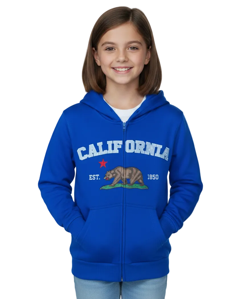 Kids California Zip Up Hoodie - Royal Blue 4 Pack (S-XL) $9.00 Per Piece. KBT65