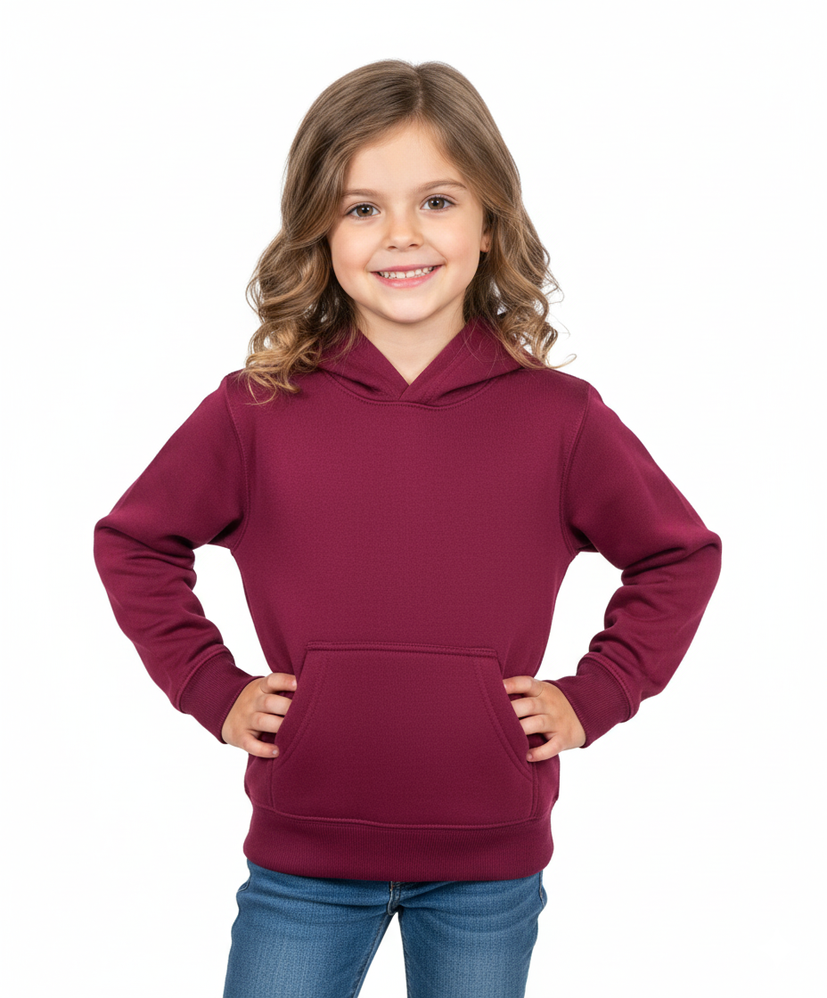 Fleece Hoodie Burgundy - Unisex (2/3-16) $7.50 Per Piece KP101