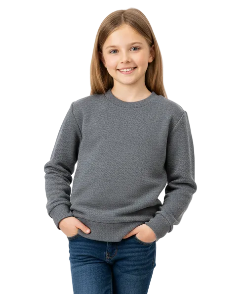 Premium Quality Fleece Crewneck Sweatshirt - D. Grey  (4/5-16) $7.25 Per Piece KP102