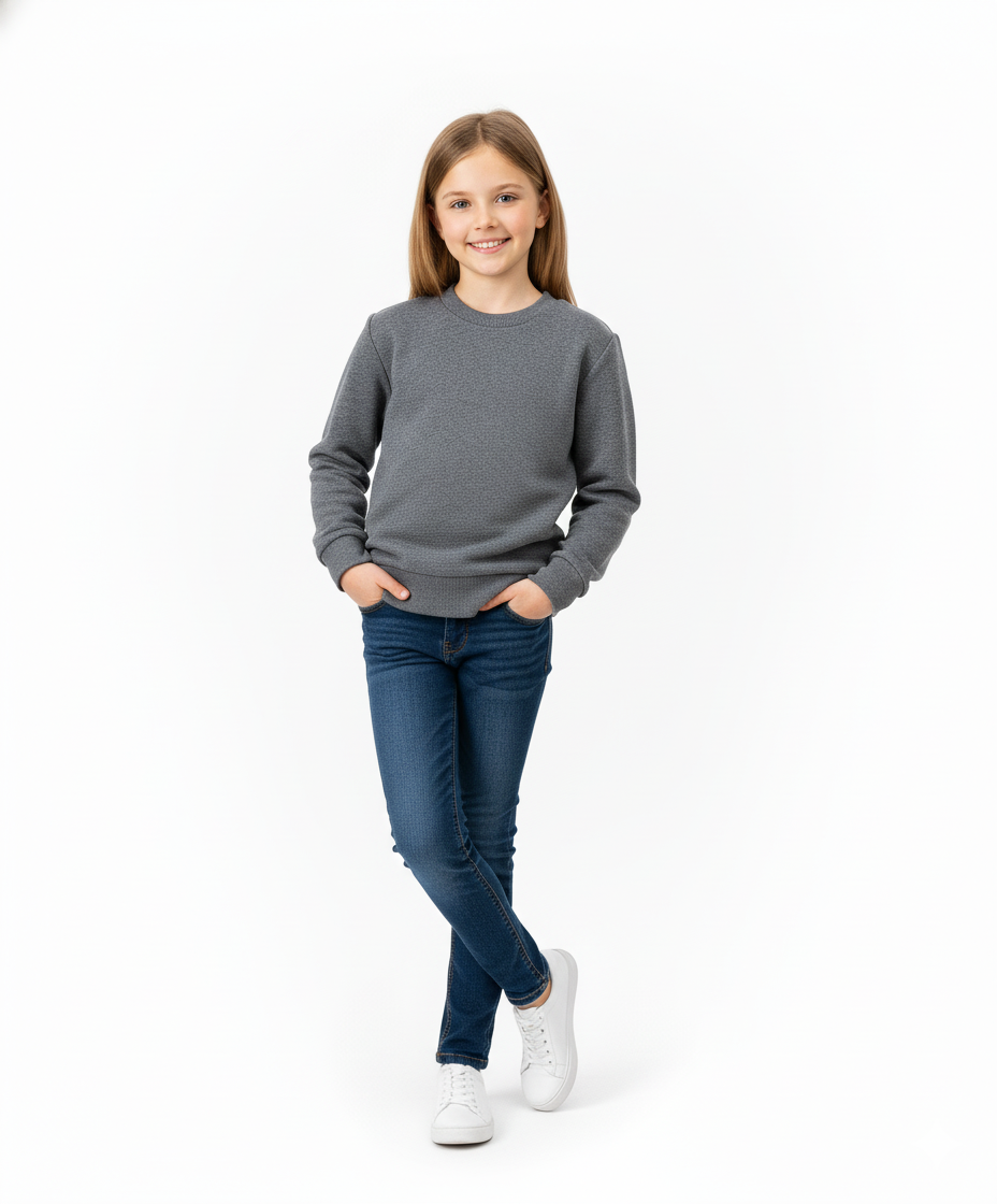 Fleece Crew Neck Dark Grey - Unisex (4/5-16) $7.25 Per Piece KP102