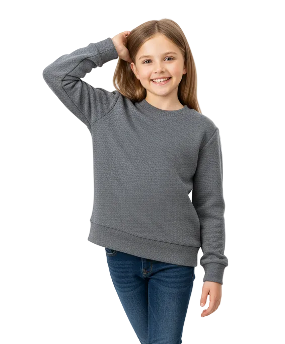 Premium Quality Fleece Crewneck Sweatshirt - D. Grey  (4/5-16) $7.25 Per Piece KP102