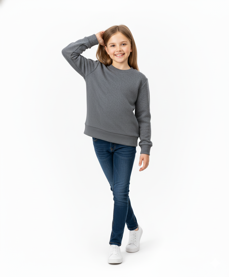 Fleece Crew Neck Dark Grey - Unisex (4/5-16) $7.25 Per Piece KP102