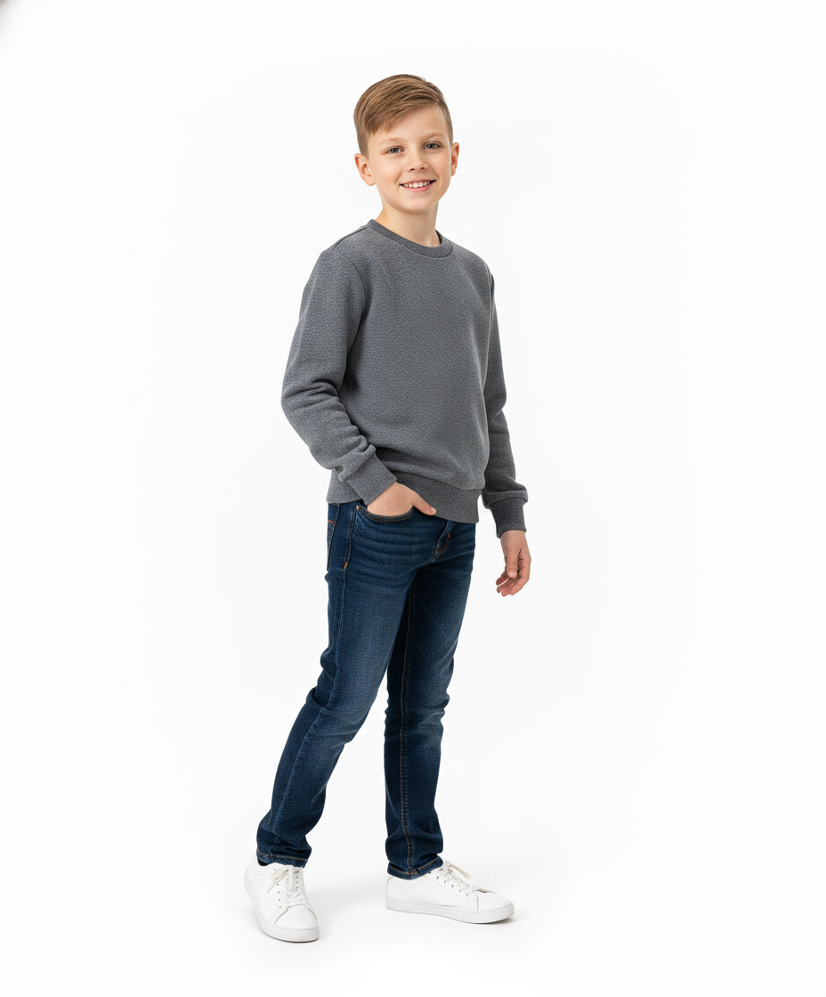 Fleece Crew Neck Dark Grey - Unisex (4/5-16) $7.25 Per Piece KP102