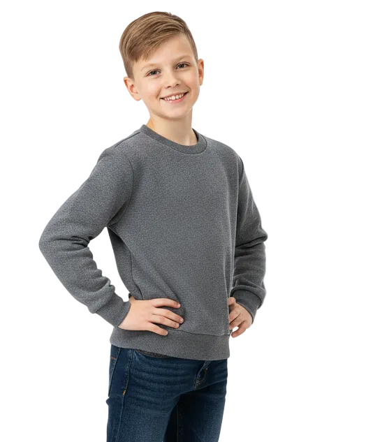 Premium Quality Fleece Crewneck Sweatshirt - D. Grey  (4/5-16) $7.25 Per Piece KP102