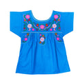 Traditional Puebla Tuquoise Mexican Youth Girl Embroidered Blouse (4-14) $7.50 Per Piece. MT800