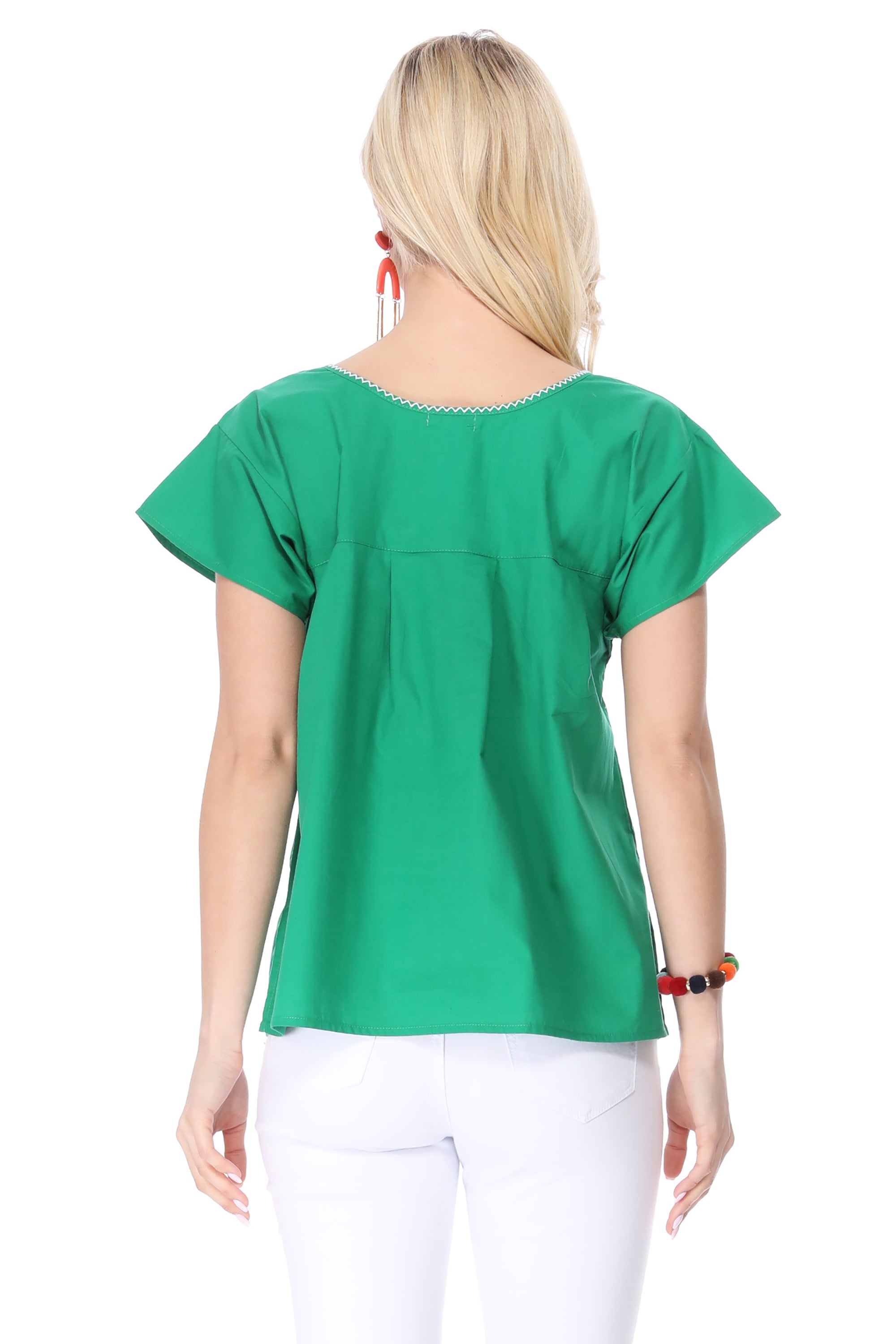 Traditional Green Mexican Women Blouse (S-XL) $8.5 and (2XL-3XL) $9.50 Per Piece. MT801