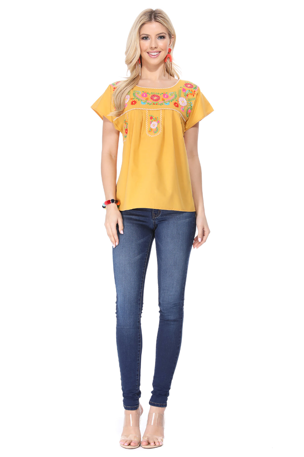 Traditional Honey Mexican Women Blouse (S-XL) $8.5 and (2XL-3XL) $9.50 Per Piece. MT801