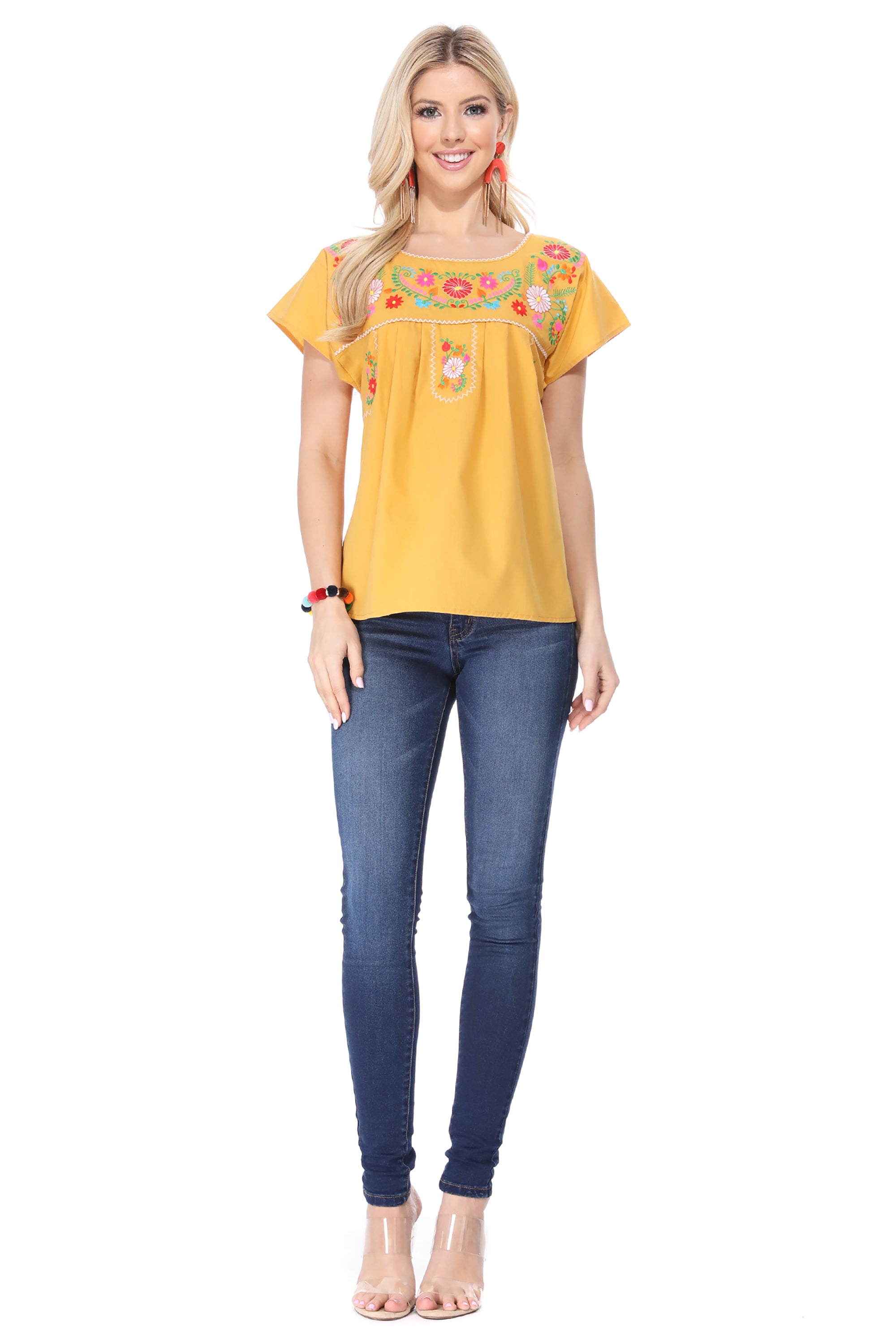 Traditional Honey Mexican Women Blouse (S-XL) $8.5 and (2XL-3XL) $9.50 Per Piece. MT801