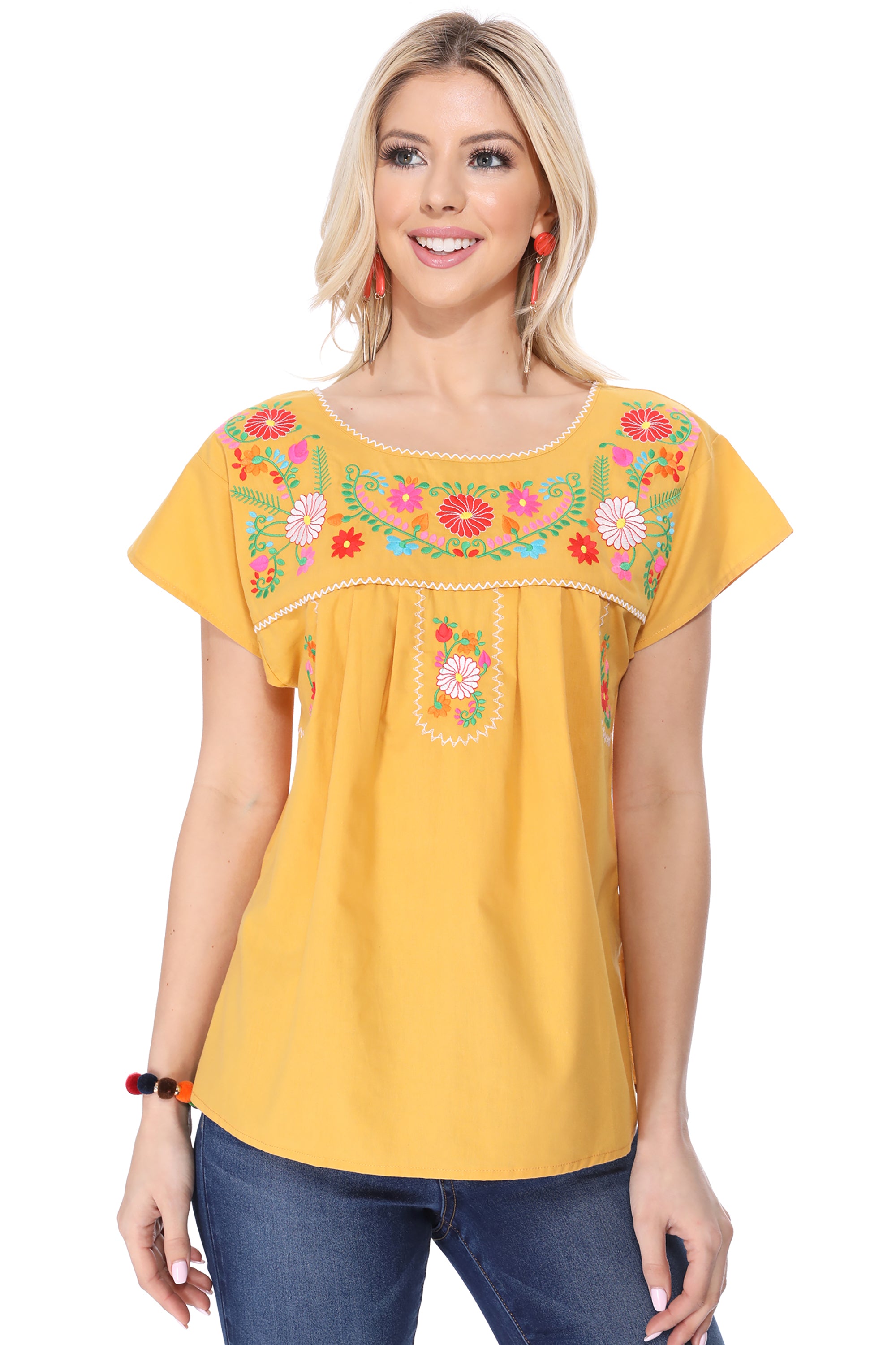 Traditional Honey Mexican Women Blouse (S-XL) $8.5 and (2XL-3XL) $9.50 Per Piece. MT801