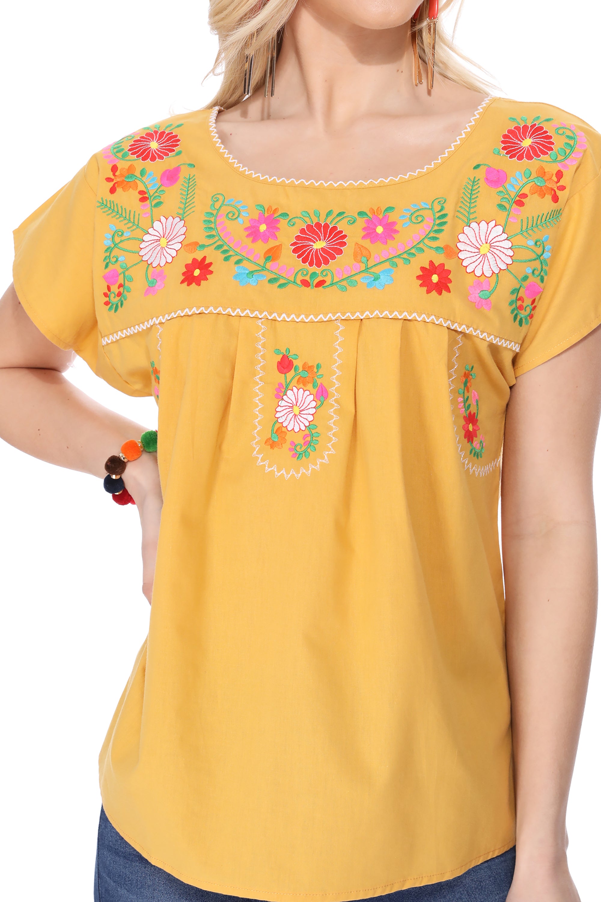 Traditional Honey Mexican Women Blouse (S-XL) $8.5 and (2XL-3XL) $9.50 Per Piece. MT801