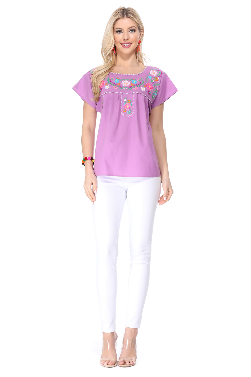 Traditional Lilac Mexican Women Blouse (S-XL) $8.5 and (2XL-3XL) $9.50 Per Piece, MT801