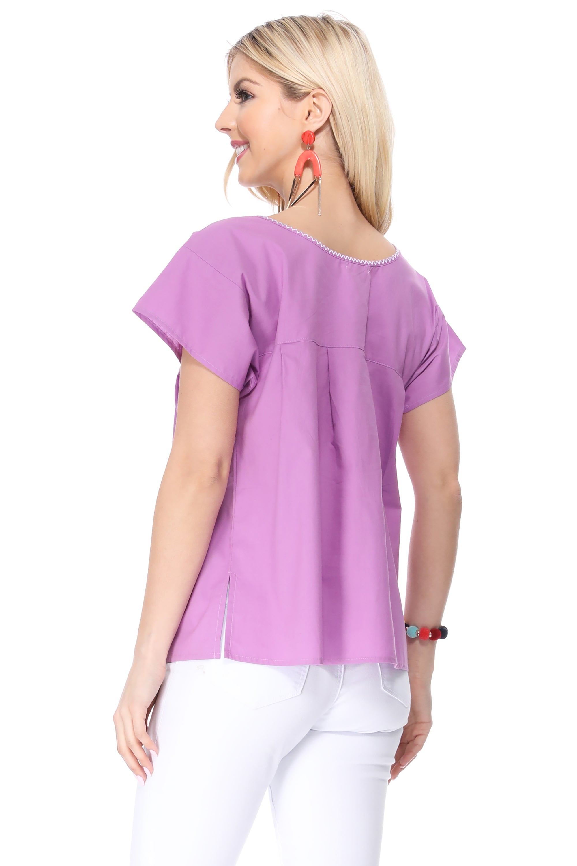 Traditional Lilac Mexican Women Blouse (S-XL) $8.5 and (2XL-3XL) $9.50 Per Piece, MT801