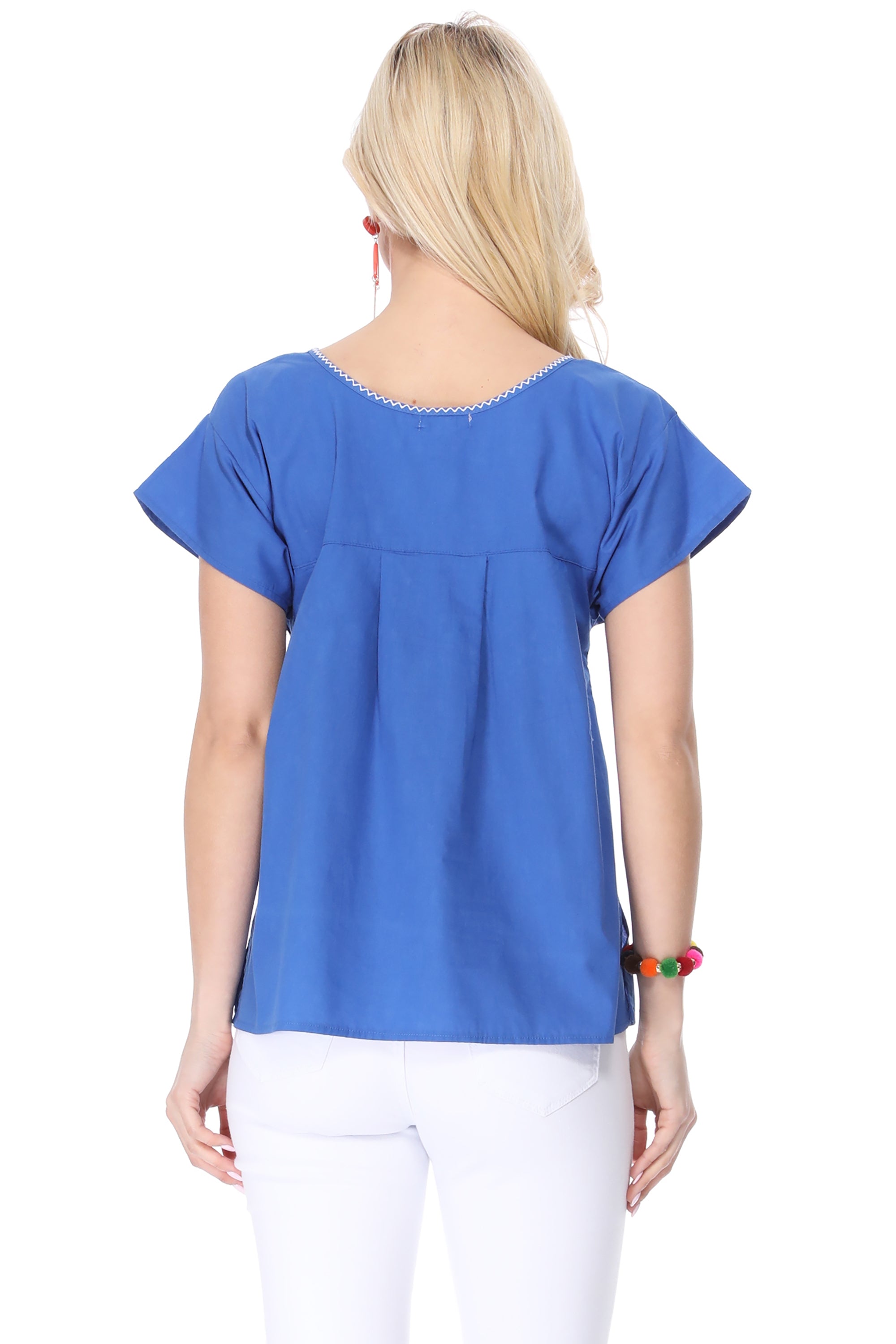 Traditional Royal Blue Mexican Women Blouse (S-XL) $8.5 and (2XL-3XL) $9.50 Per Piece. MT801