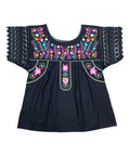 Traditional Black Mexican Women Blouse with Lace (S-XL) $8.5 and (2XL-3XL) $9.50 Per Piece. MT802