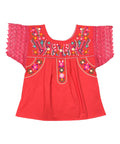 Traditional Coral Mexican Women Blouse with Lace (S-XL) $8.5 and (2XL-3XL) $9.50 Per Piece. MT802