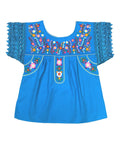 Traditional Turquoise Mexican Women Blouse with Lace (S-XL) $8.5 and (2XL-3XL) $9.50 Per Piece. MT802