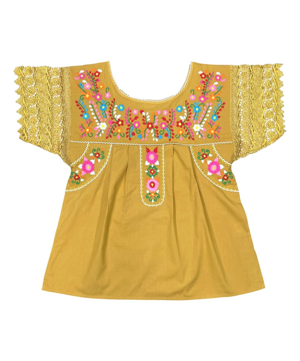 Traditional Honey Mexican Women Blouse with Lace (S-XL) $8.5 and (2XL-3XL) $9.50 Per Piece. MT802