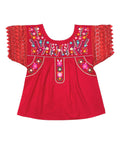 Traditional Red Mexican Women Blouse with Lace (S-XL) $8.5 and (2XL-3XL) $9.50 Per Piece. MT802