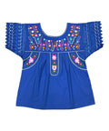 Traditional Royal Blue Mexican Women Blouse with Lace (S-XL) $8.5 and (2XL-3XL) $9.50 Per Piece. MT802